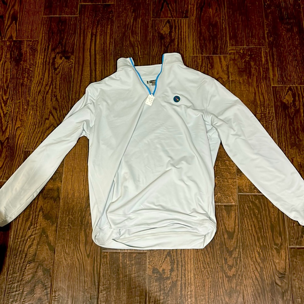 Grey Peter Millar large long sleeve golf polo